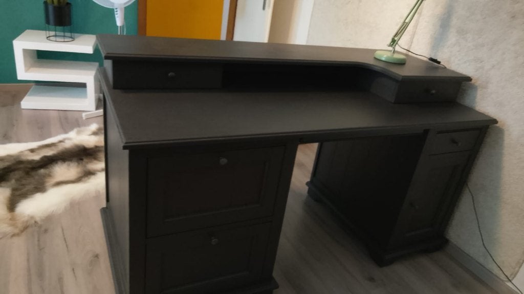 Bureau Massief Eiken BKS z.g.a.n., Huis en Inrichting, Bureaus, Ophalen, Zwart, 160 cm, Hout