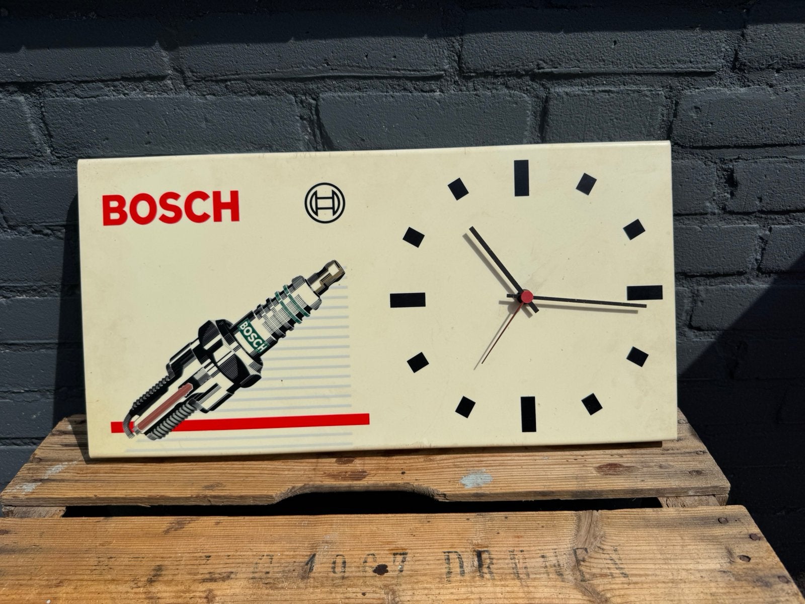 Vintage Bosch Bougie Reclame Klok - Garage Decoratie, Reclamebord, Gebruikt, ., Ophalen of Verzenden