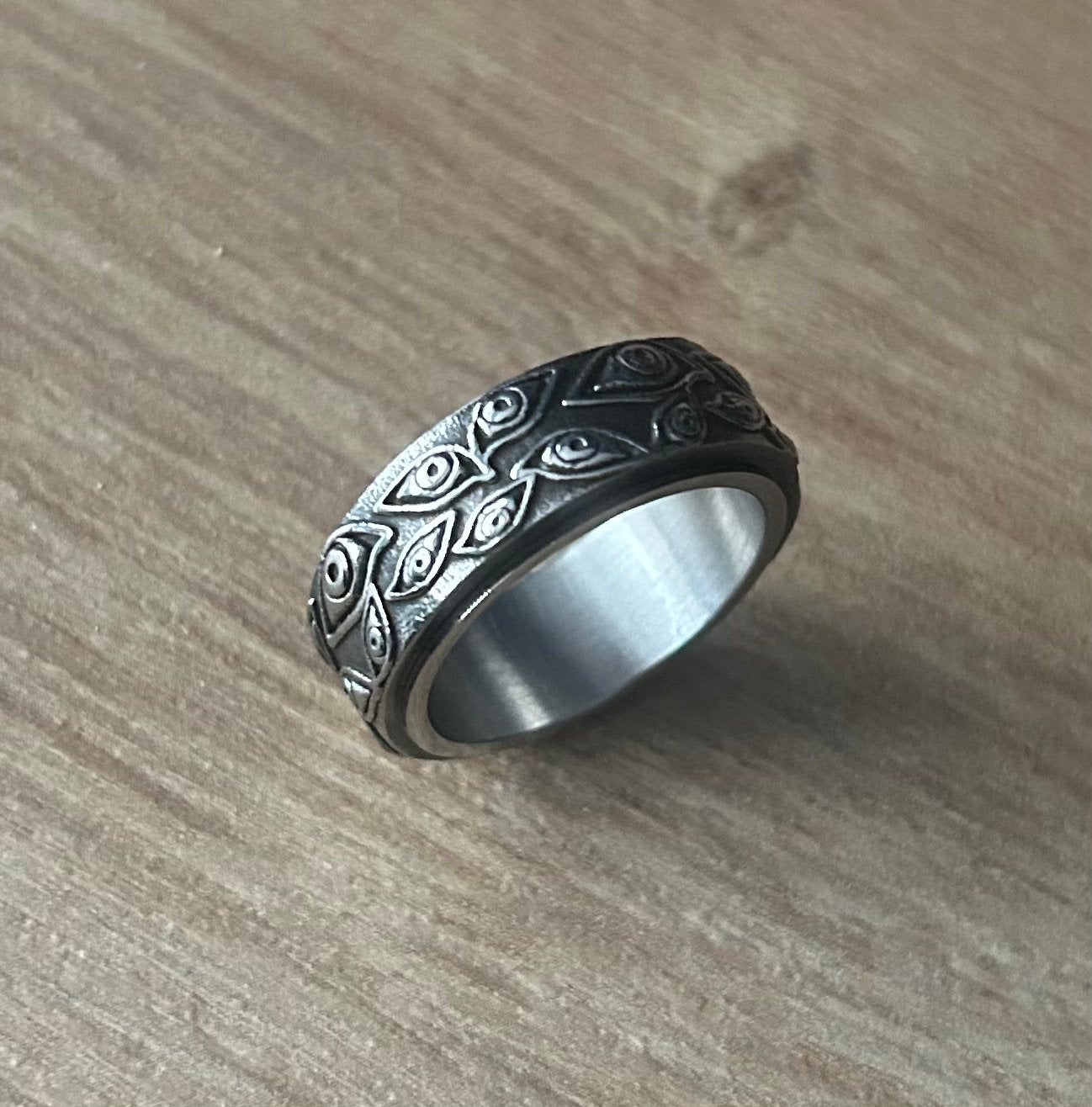 All eyes on me fidget spinner ring US maat 10, IJzer of Staal, Nieuw, Ophalen of Verzenden, Dame of Heer