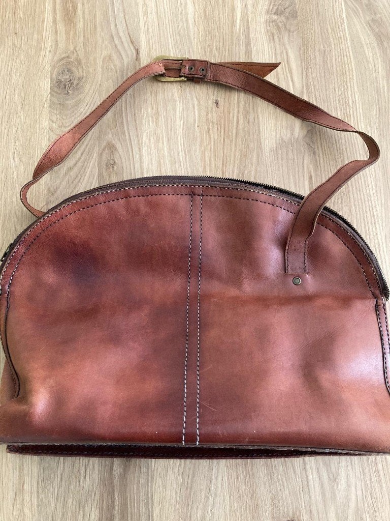Leren tas (bruin), Sieraden, Tassen en Uiterlijk, Tassen | Schoudertassen, Gebruikt, Bruin, Leer, Ophalen