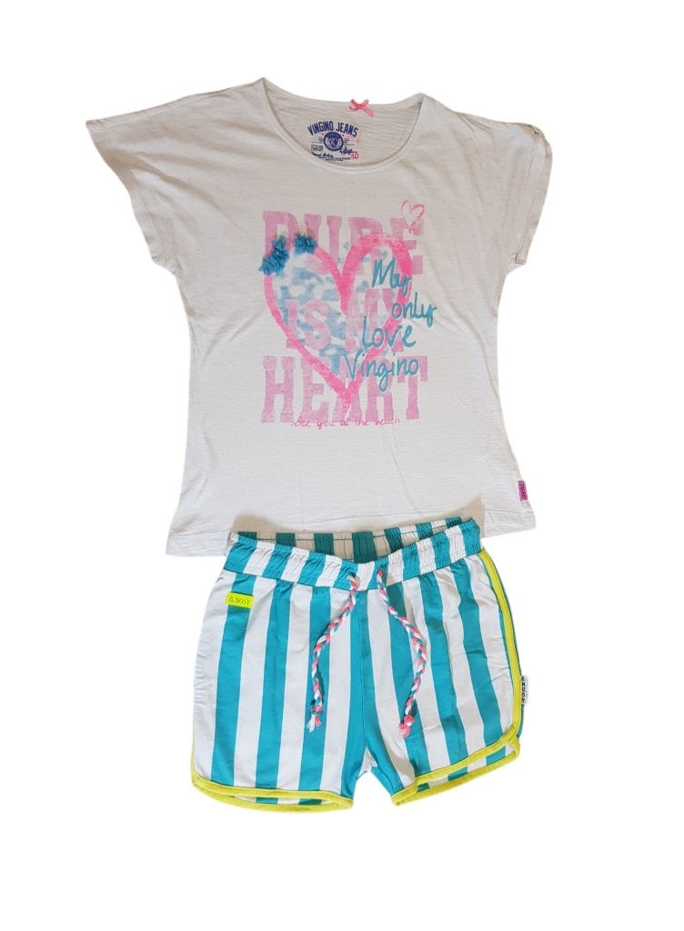 Mooi wit VINGINO shirt Inger maat 10/140., Kinderen en Baby's, Kinderkleding | Maat 140, Zo goed als nieuw, Vingino, Shirt of Longsleeve