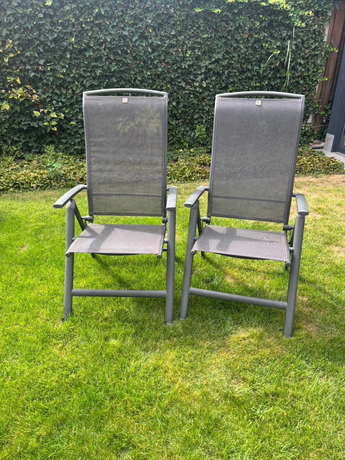 2 Verstelbare tuinstoelen, Ophalen, Gebruikt, Aluminium