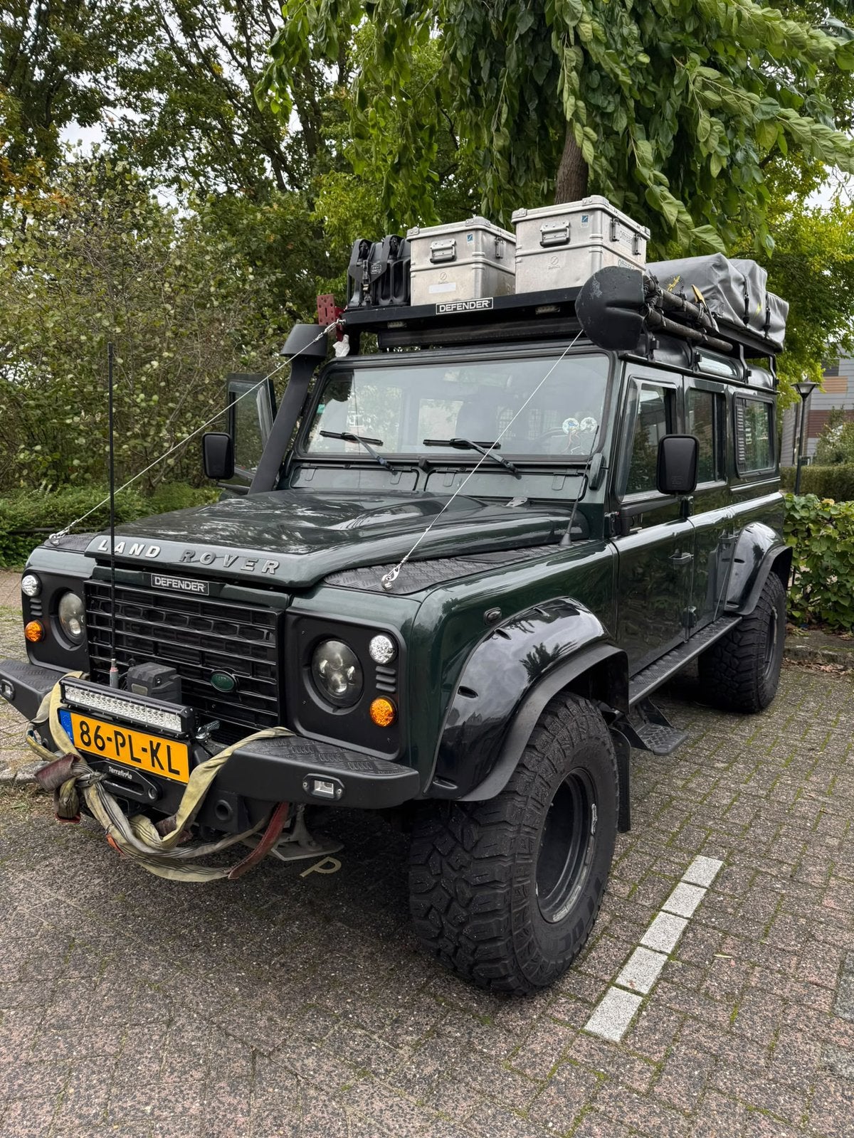Land Rover Defender 2.5TD5 ST WGN 110 2004 Groen, Auto's, Stof, Zwart, Radio, 122 pk
