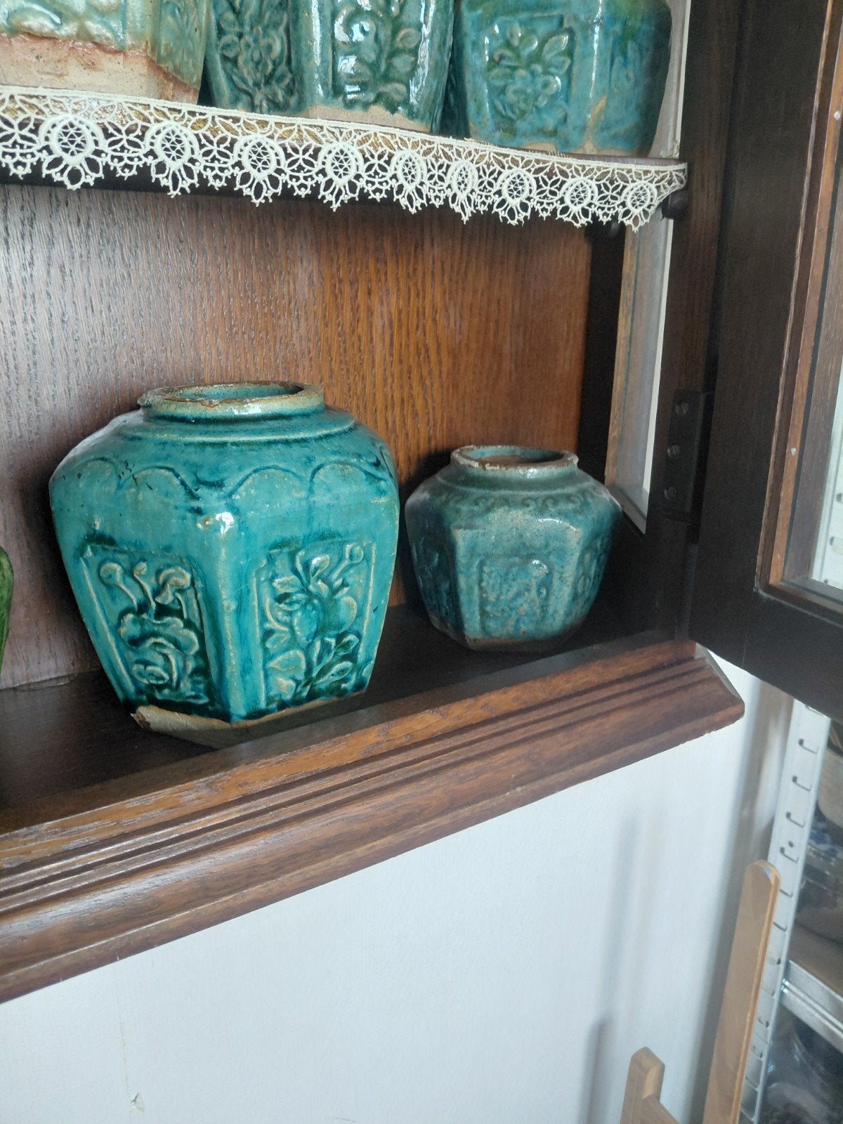 Antieke vintage groene shiwan gemberpot groot, Ophalen