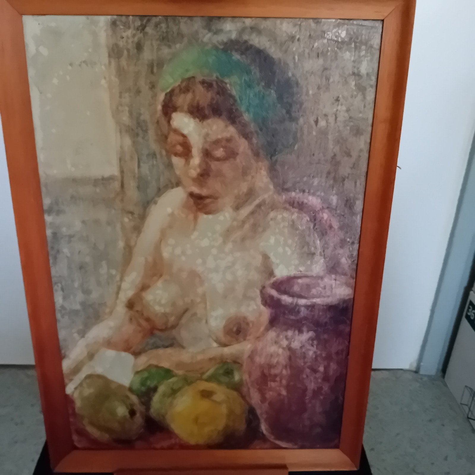 Schilderij: Lezende Vrouw met Fruit en Pot, Antiek en Kunst, Ophalen