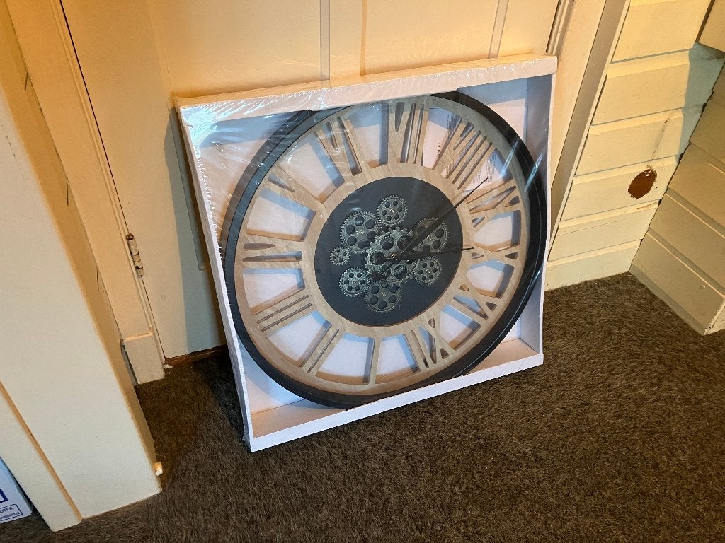 retro wandklok NIEUW in verpakking Industriële look, Huis en Inrichting, Woonaccessoires | Klokken, Ophalen, Nieuw, Analoog, Wandklok