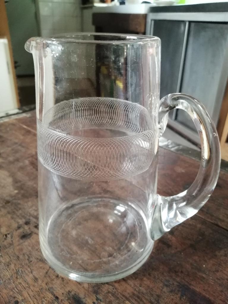 Glazen schenkkan vintage, Antiek en Kunst, Ophalen of Verzenden