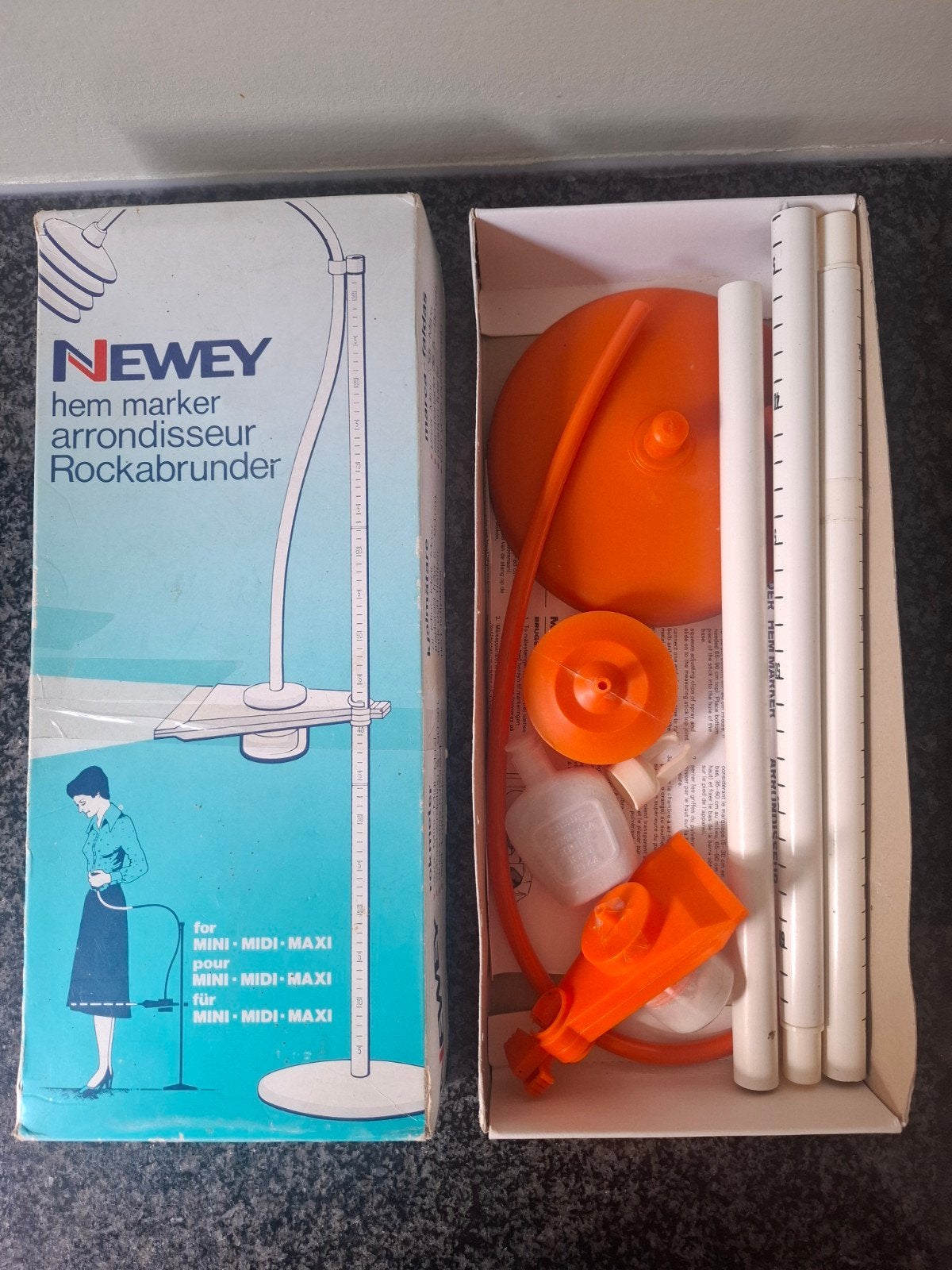 Vintage rokmeter, Newey, oranje, zgan in originele doos, Ophalen, Zo goed als nieuw, Overige typen