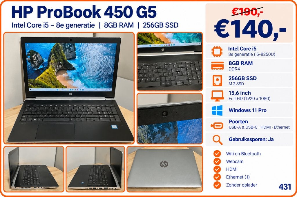 HP Elite&ProBook Win11 Pro 8/16GB SSD 256/512GB vanaf €140,-, Computers en Software, Ophalen, Hp, Gebruikt, 2 tot 3 Ghz