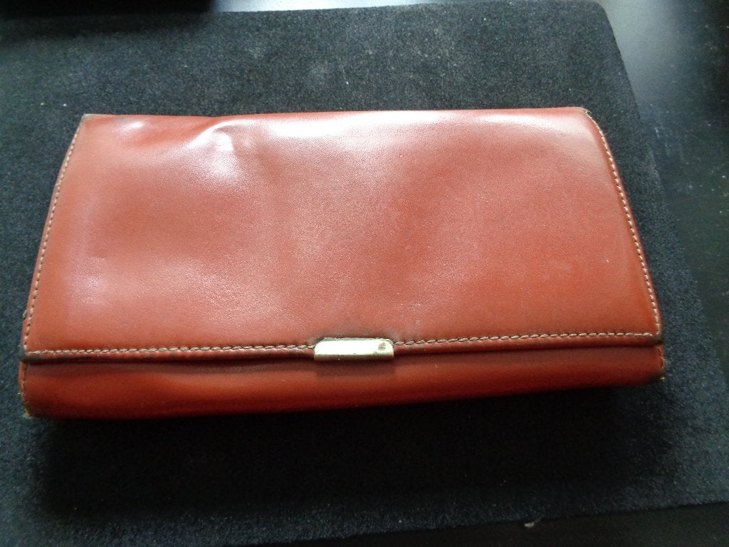 Leren Portomonee met vele vakken, Ophalen of Verzenden, Gebruikt, Bruin, Leer