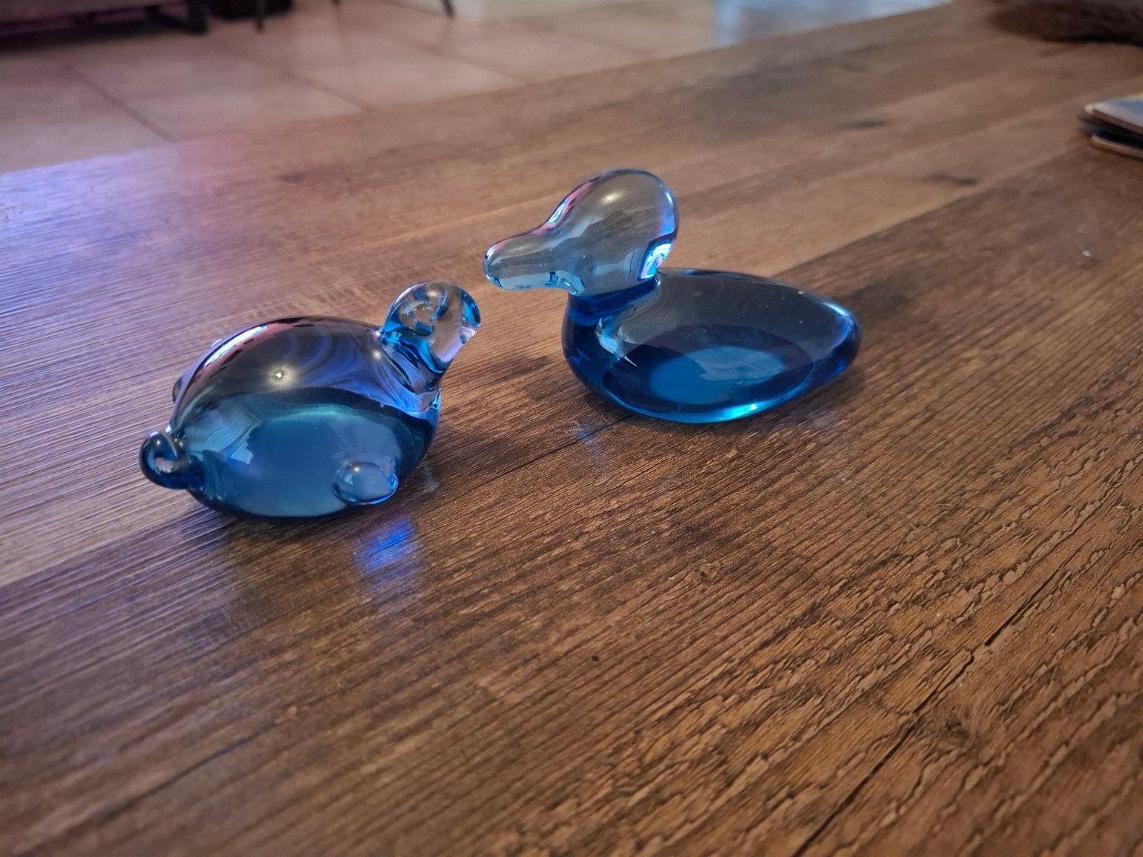 Glazen Eend en Zeehond - Blauw Decoratief Glas, Ophalen of Verzenden