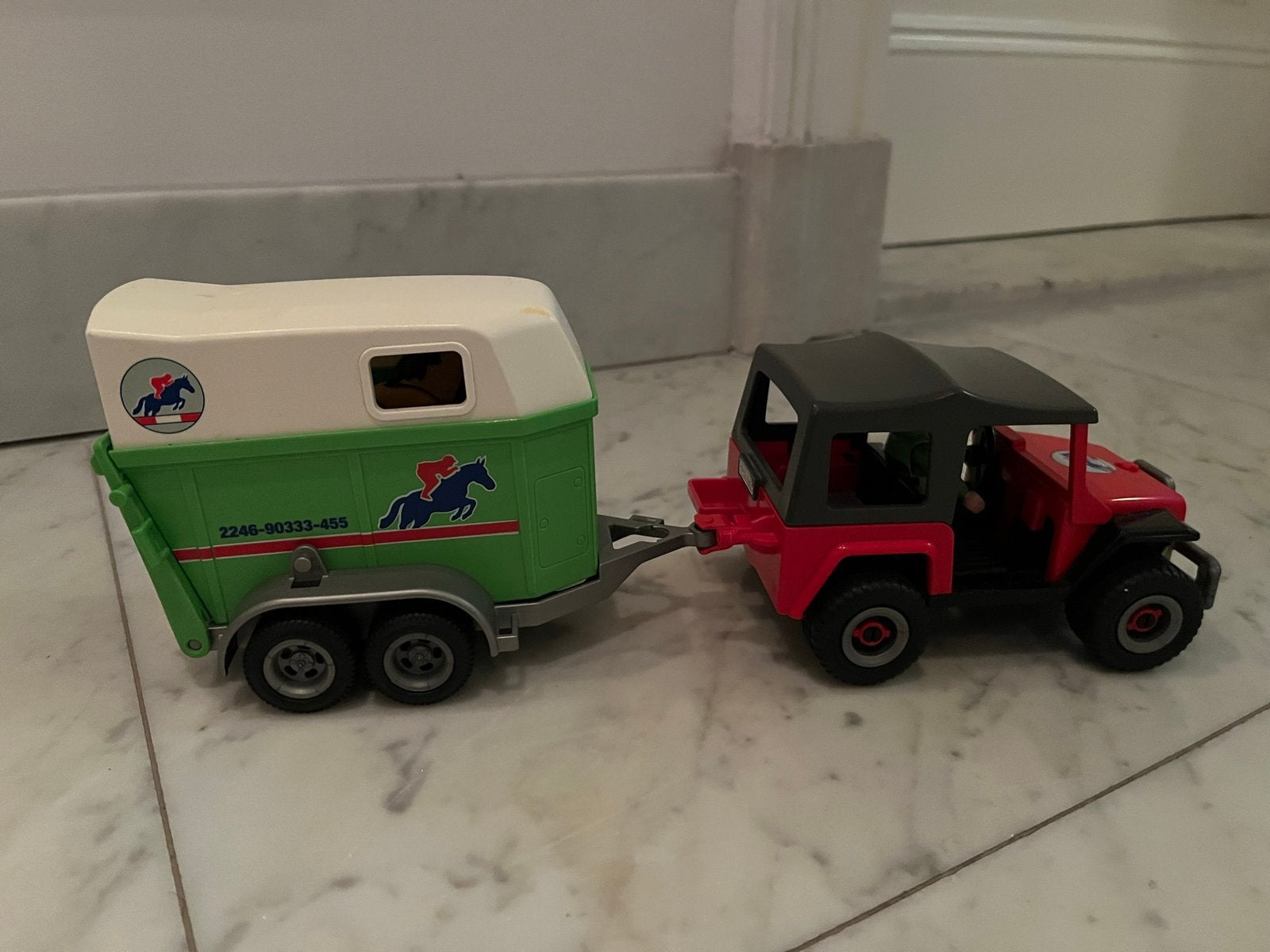 Paardentrailer met auto playmobile, Ophalen, Zo goed als nieuw