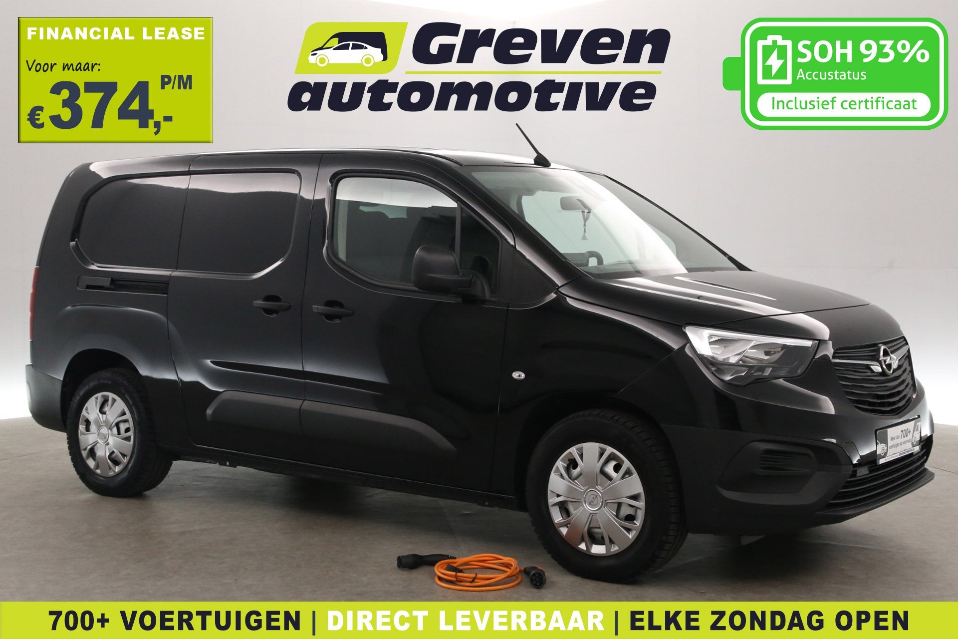 Peugeot e-Partner Opel e-Combo 50 kWh L2 | Snelladen | SOH 9, Auto's, Bestelauto's, 750 kg, 273 km, Zwart, Te koop