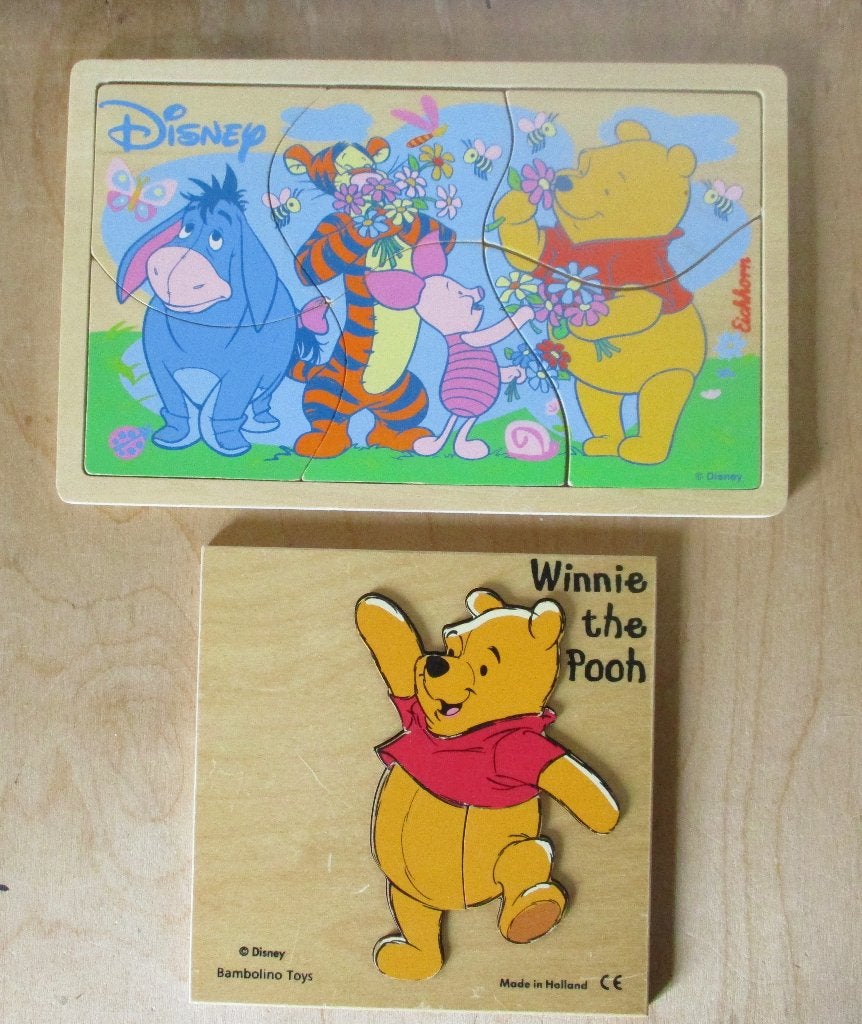 @ Disney Winnie the Pooh houten puzzels, Ophalen of Verzenden, Minder dan 10 stukjes, Gebruikt, 6 maanden tot 2 jaar