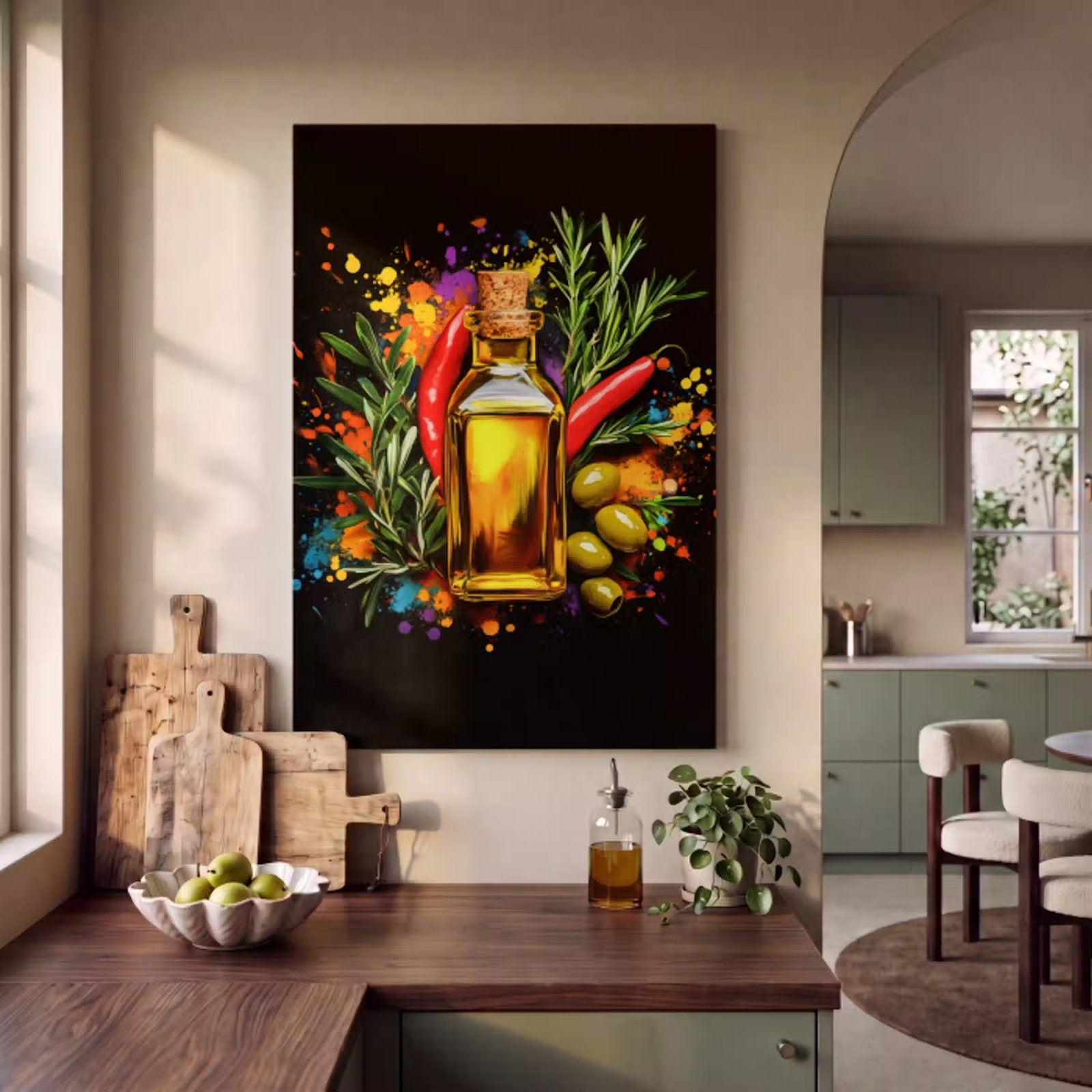 Nieuw Canvas Schilderij Olijfolie & Olijven 60x90 cm, Ophalen of Verzenden