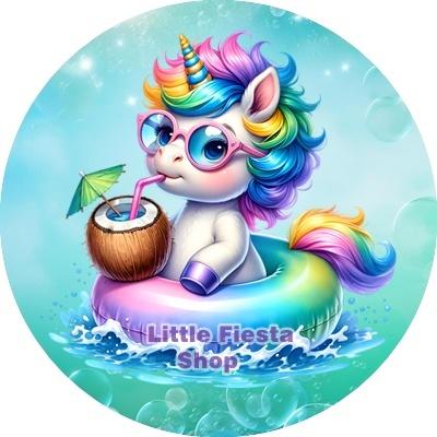 l2284 icing frosting eenhoorn pool zwembad 19cm eetbaar top, Ophalen of Verzenden, Nieuw, Taarten, Versiering