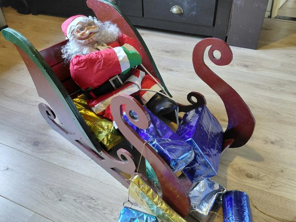 Kerstman in arreslee, Ophalen, Gebruikt