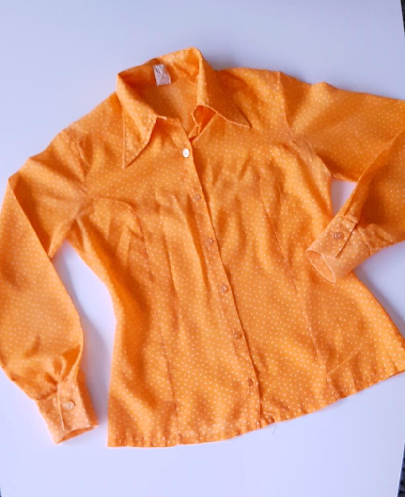 Oranje blouse met polka dots maat 36, Oranje, Ophalen of Verzenden, Zo goed als nieuw, Maat 36 (S)