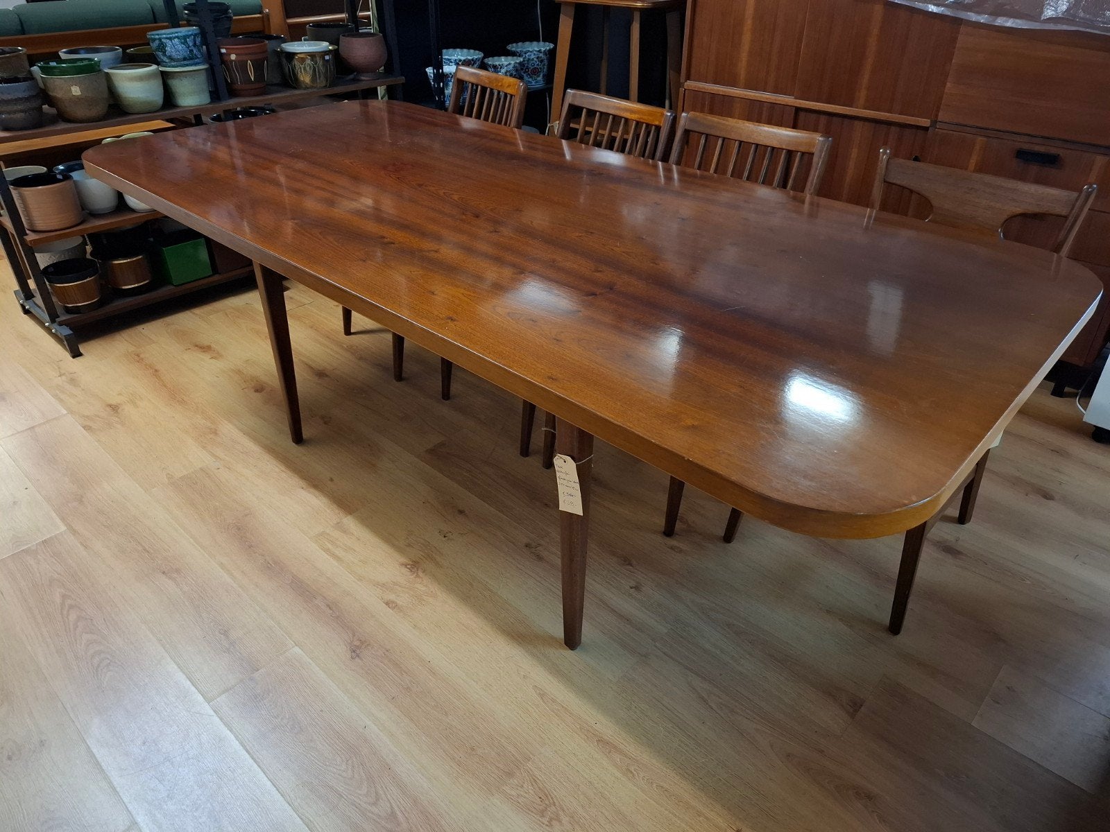 vintage hoogglans teak eettafel mid century tafel, Ophalen, Teakhout, ..., 50 tot 100 cm