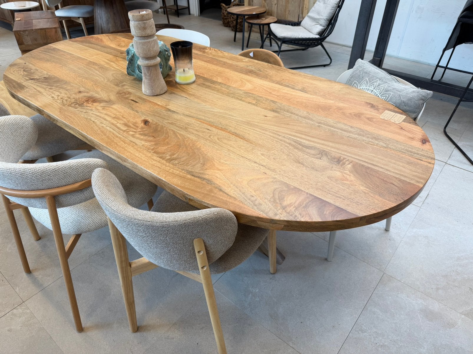 Magazijn leegverkoop eettafel deens ovaal mangohout matrix, Hout, Nieuw, Ophalen of Verzenden, Info@wkhome.nl
