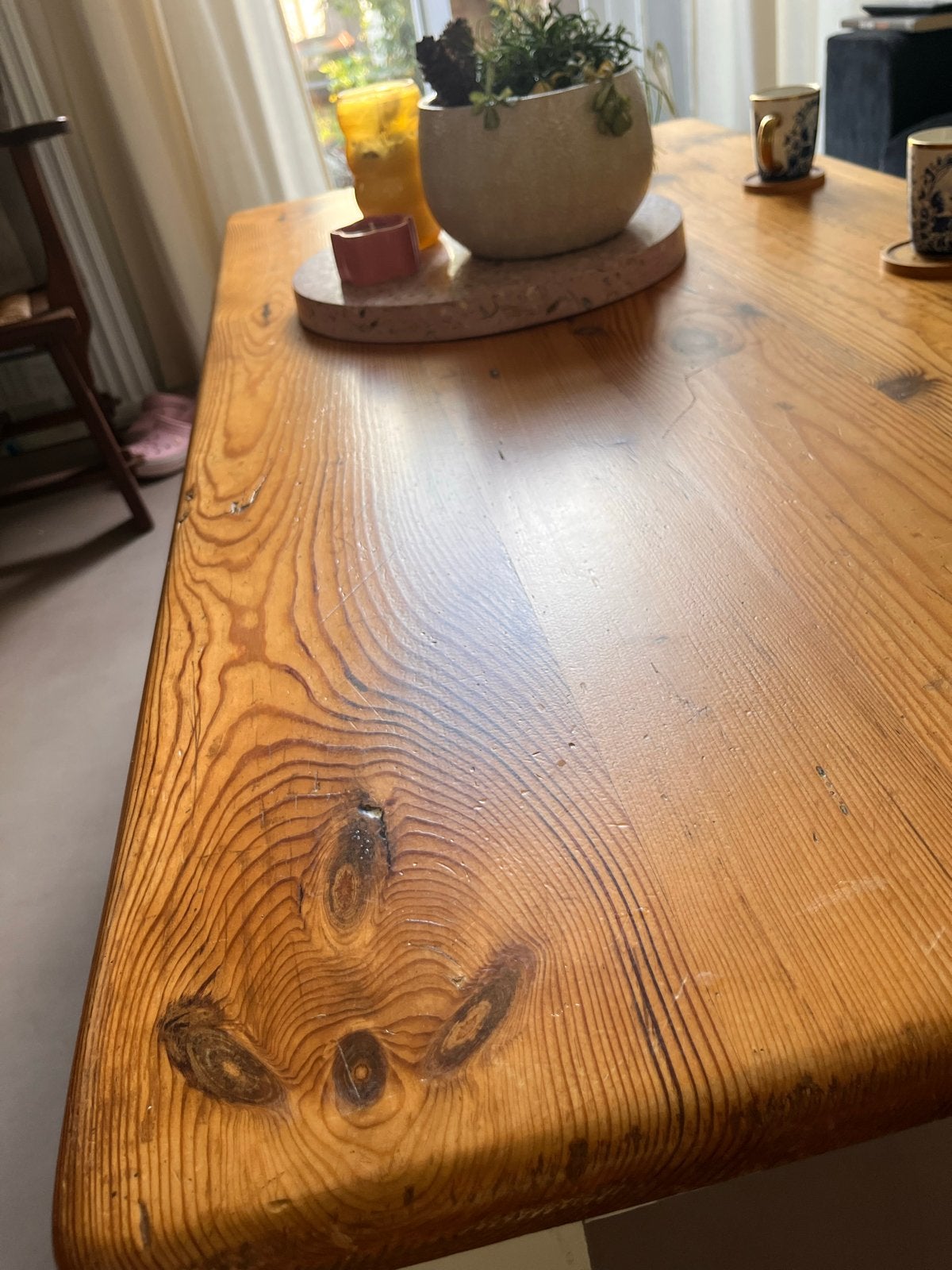 Salontafel massief hout met 2 lades - vintage / farmhouse, 50 – 75, Gebruikt, 100 tot 150 cm, Rechthoekig
