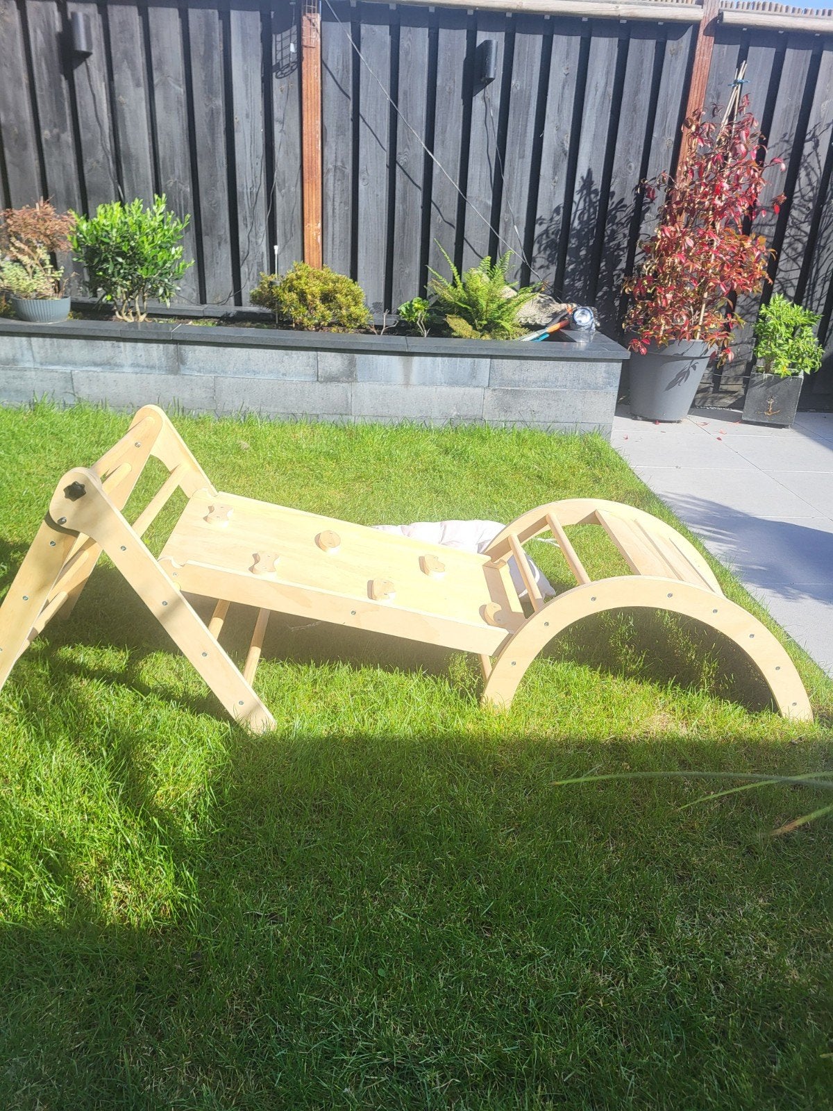 Houten klimtoestel met glijbaan en klimwand voor kinderen, Kinderen en Baby's, Ophalen, Zo goed als nieuw, Glijbaan