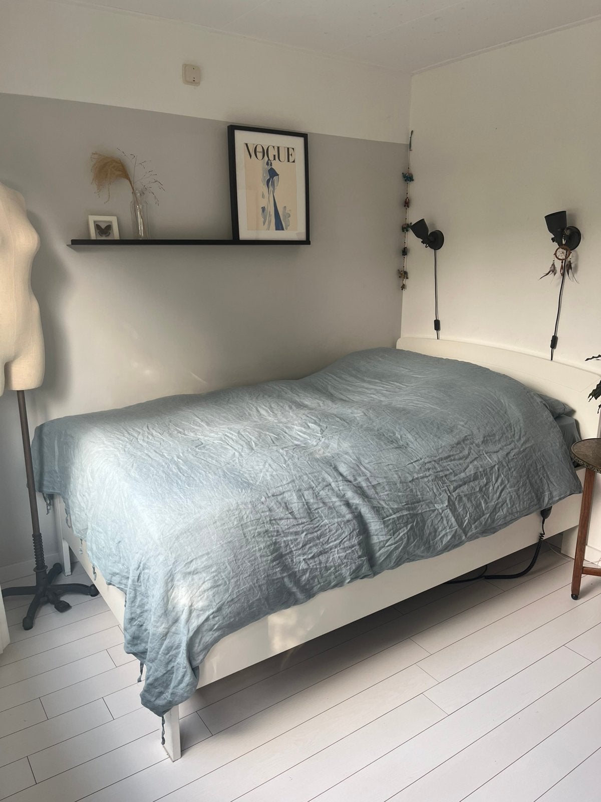 Wit bed, twijfelaar 120x200, Elektrische Bodem & Emma Matras, Ophalen, Wit, Twijfelaar, 120 cm