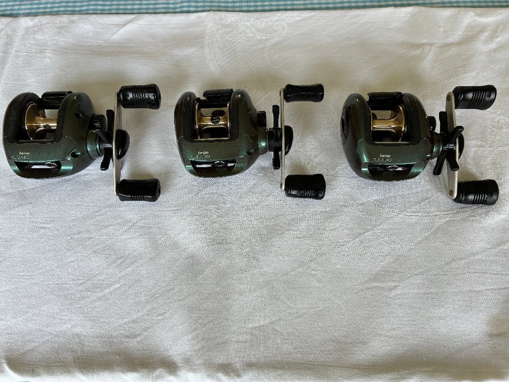 Shimano Curado Bantam reels CU-201 3 stuks, Ophalen of Verzenden, Gebruikt, Molen
