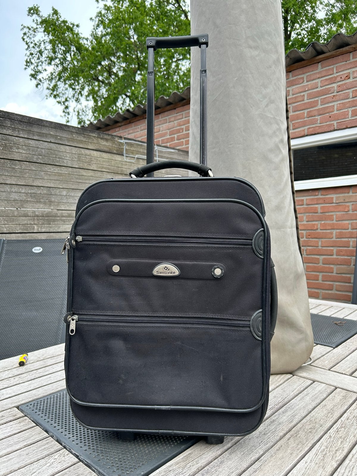 Samsonite Handbagage Koffer Zwart met Wieltjes, Ophalen, 40 tot 60 cm, Gebruikt, 20 tot 30 cm