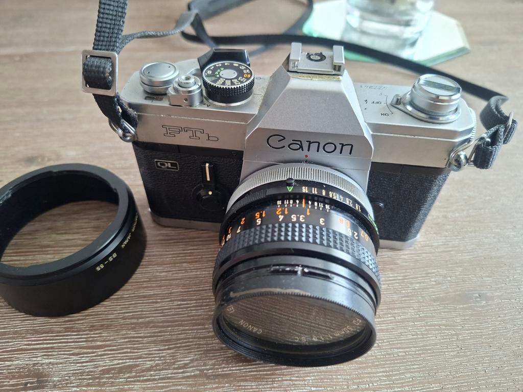 Canon FTb QL Spiegelreflexcamera met FD 50mm f/1.8 SC lens, Ophalen of Verzenden, Gebruikt, Spiegelreflex, Canon