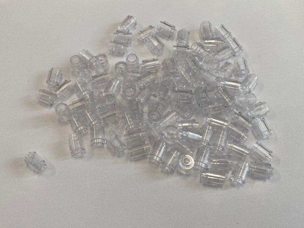 Partij 100x 1x1 ronde Lego stenen in doorzichtige kleuren, Overige thema's, Lego, Nieuw, Ophalen of Verzenden