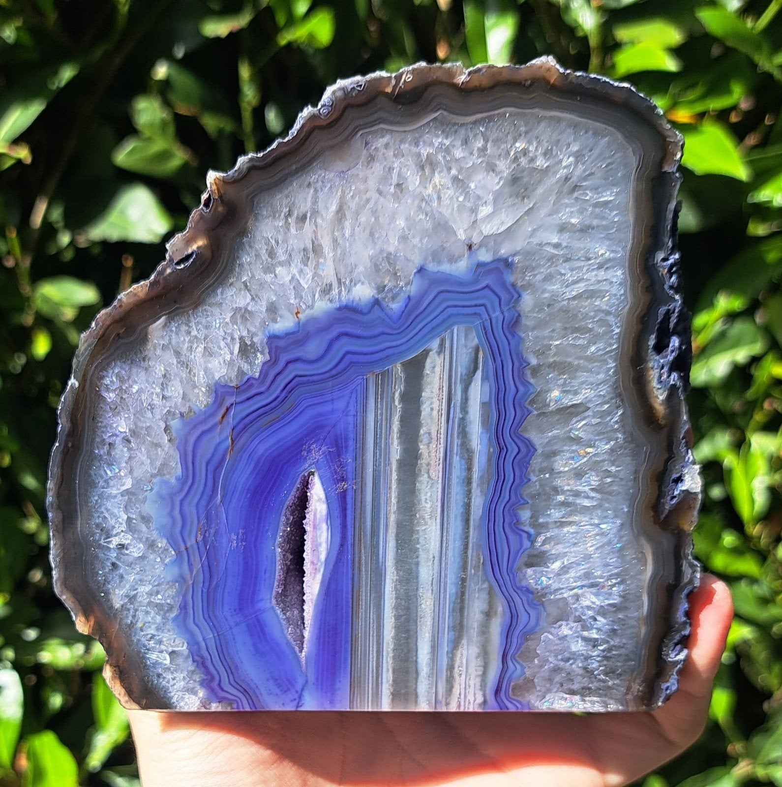 Reuze Agaat met Bergkristal geode edelsteen verzameling, Ophalen of Verzenden