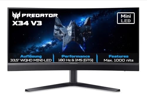 Acer Predator X34V3b 34" VA QHD Curved, Computers en Software, Monitoren, ACER, Ultrawide, Nieuw, Minder dan 1 ms