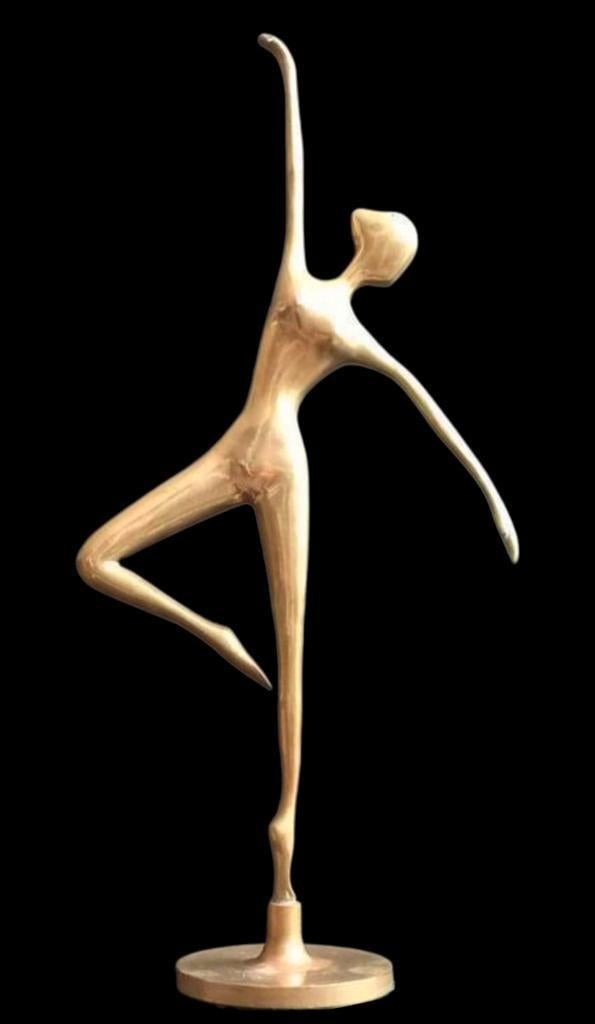 Brons beeld abstract naakte vrouw op bronzen sokkel, Antiek en Kunst, Ophalen of Verzenden, Brons