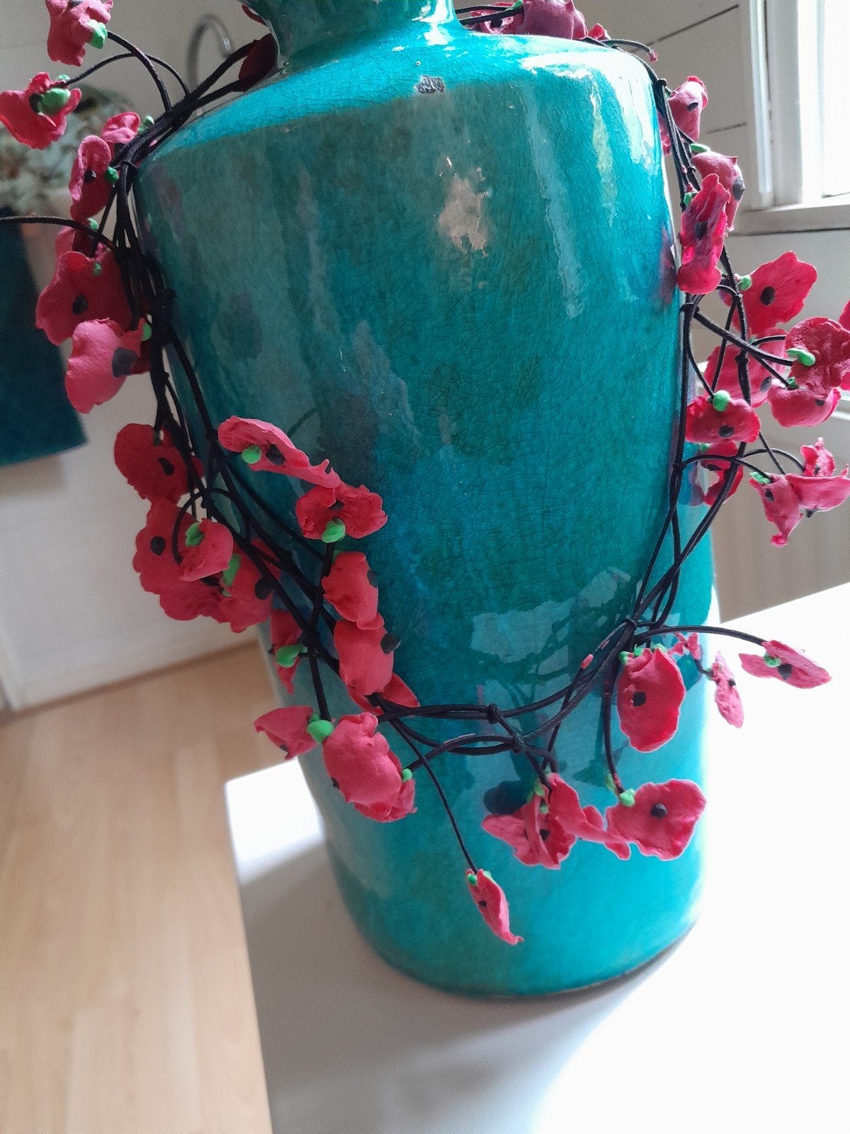 klaprozen ketting, Ophalen of Verzenden, Overige materialen, Ketting