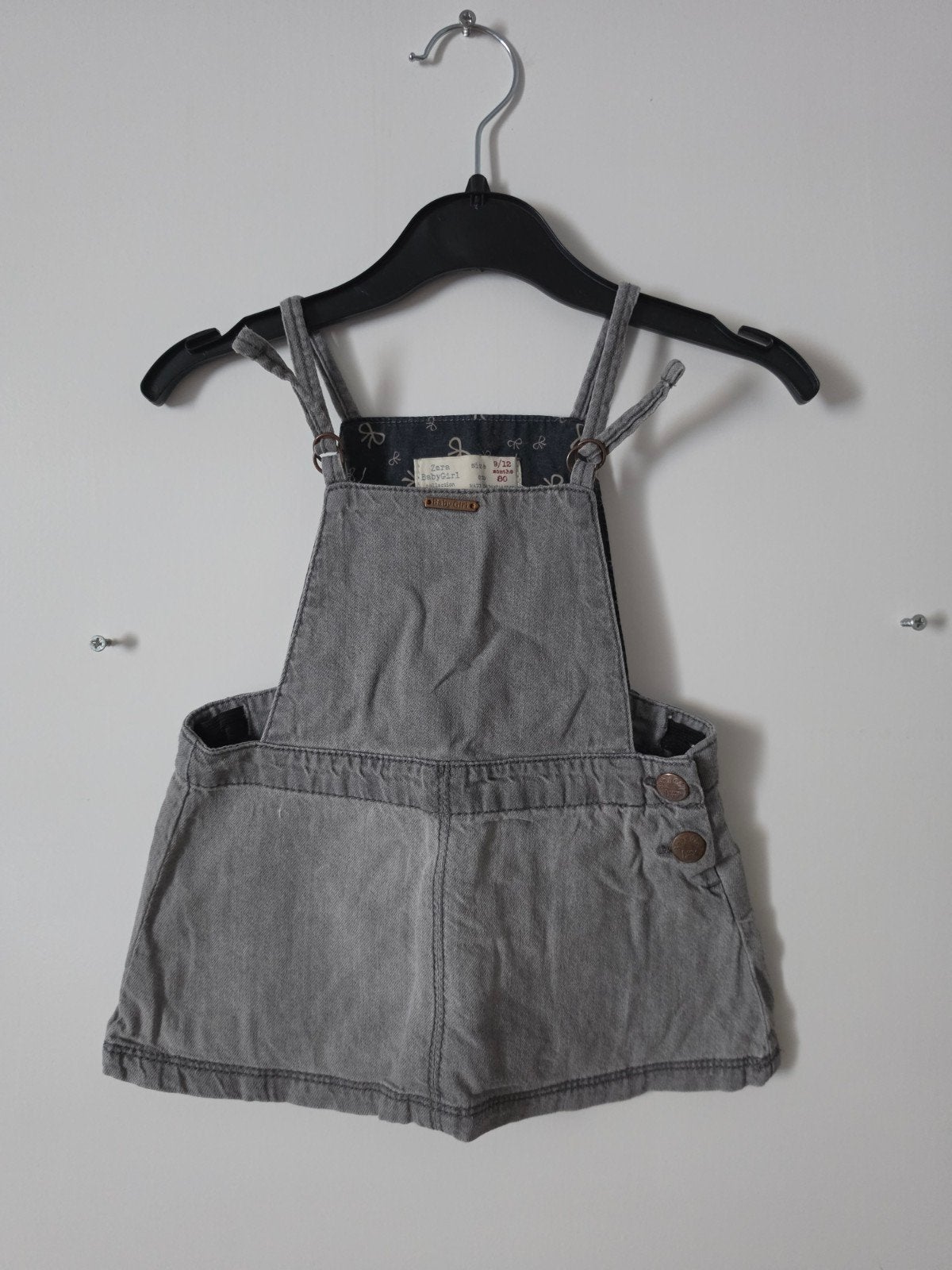 Zara denim jeans salopette overgooi jurk grijs 80 als nieuw, Meisje, Jurkje of Rokje, Ophalen of Verzenden, Zo goed als nieuw