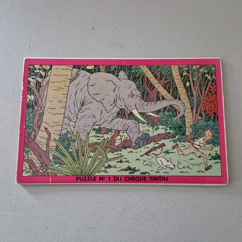Kuifje puzzel uit de jaren 50, Verzamelen, Ophalen of Verzenden, Kuifje, Zo goed als nieuw, Boek of Spel