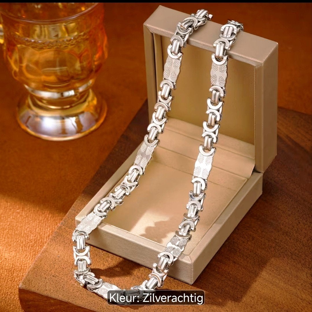Prachtige Vergulde Zilveren Byzantijnse Platte Koningskettin, Sieraden, Tassen en Uiterlijk, Kettingen, Ophalen of Verzenden, Nieuw