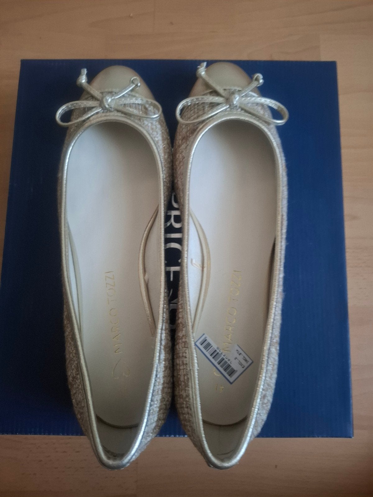 NIEUW Marco Tozzi ballerina's Goud / Tweed Maat 41, Overige kleuren, Marco Tozzi, Nieuw, Ballerina's
