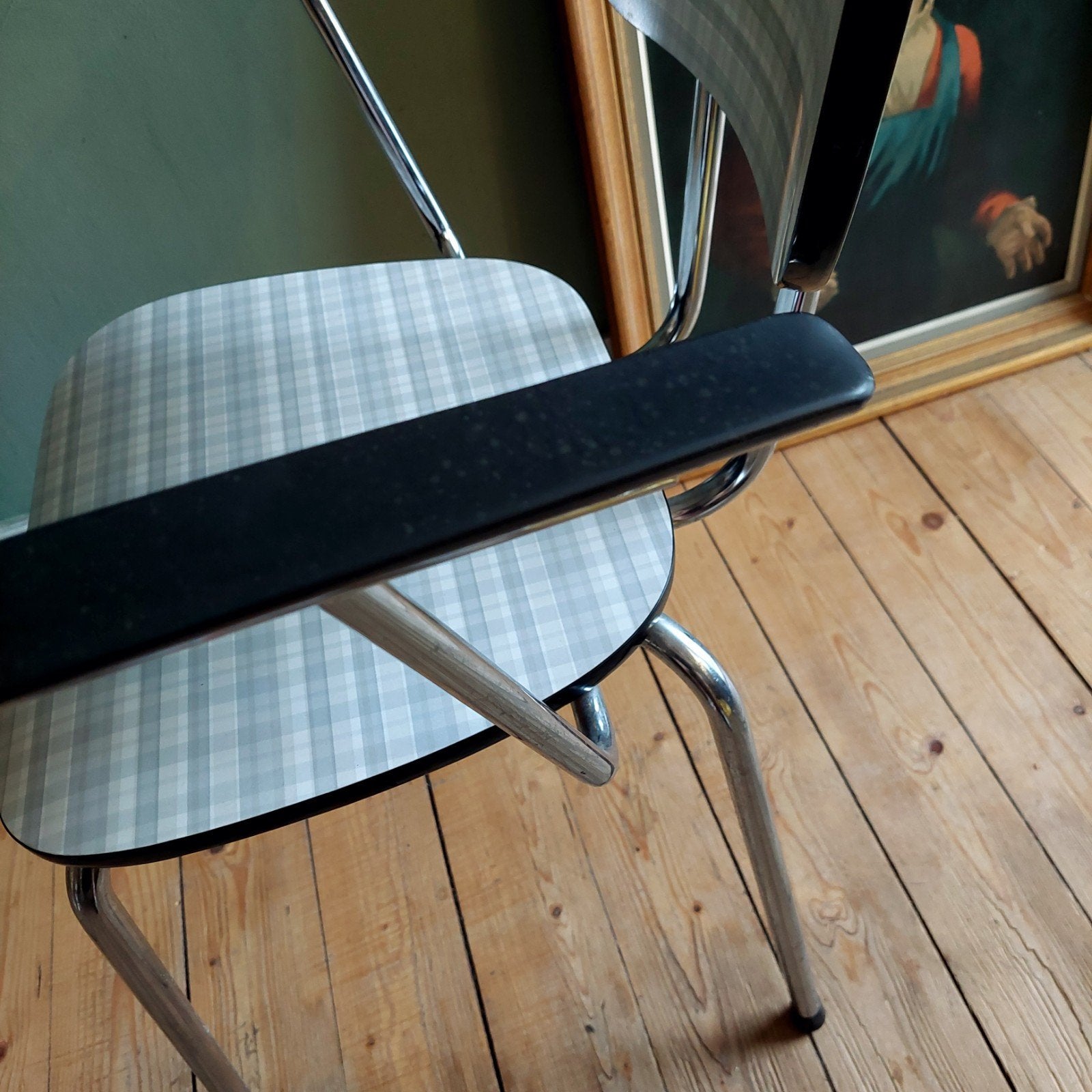 Lucky Vintage sixties formica stoel met armleuningen, Ophalen, Gebruikt, ., Wit