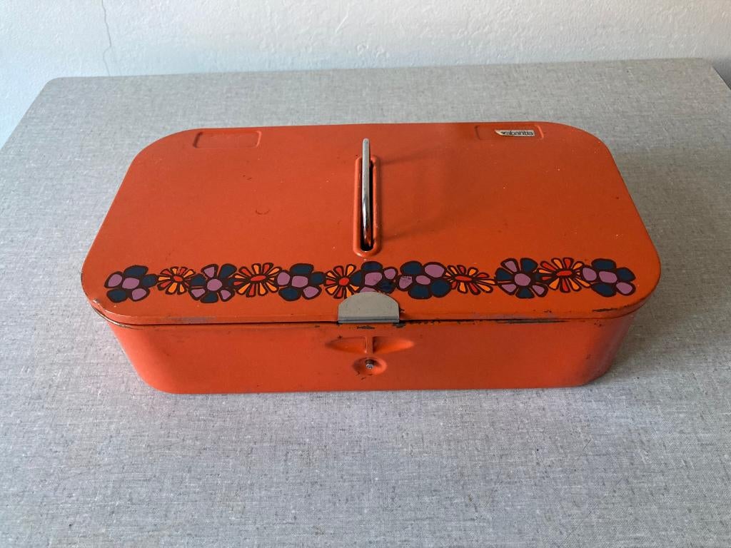 Ouderwetse brabantia schoenpoetsdoos oranje nostalgie, Ophalen of Verzenden, Huis en Inrichting