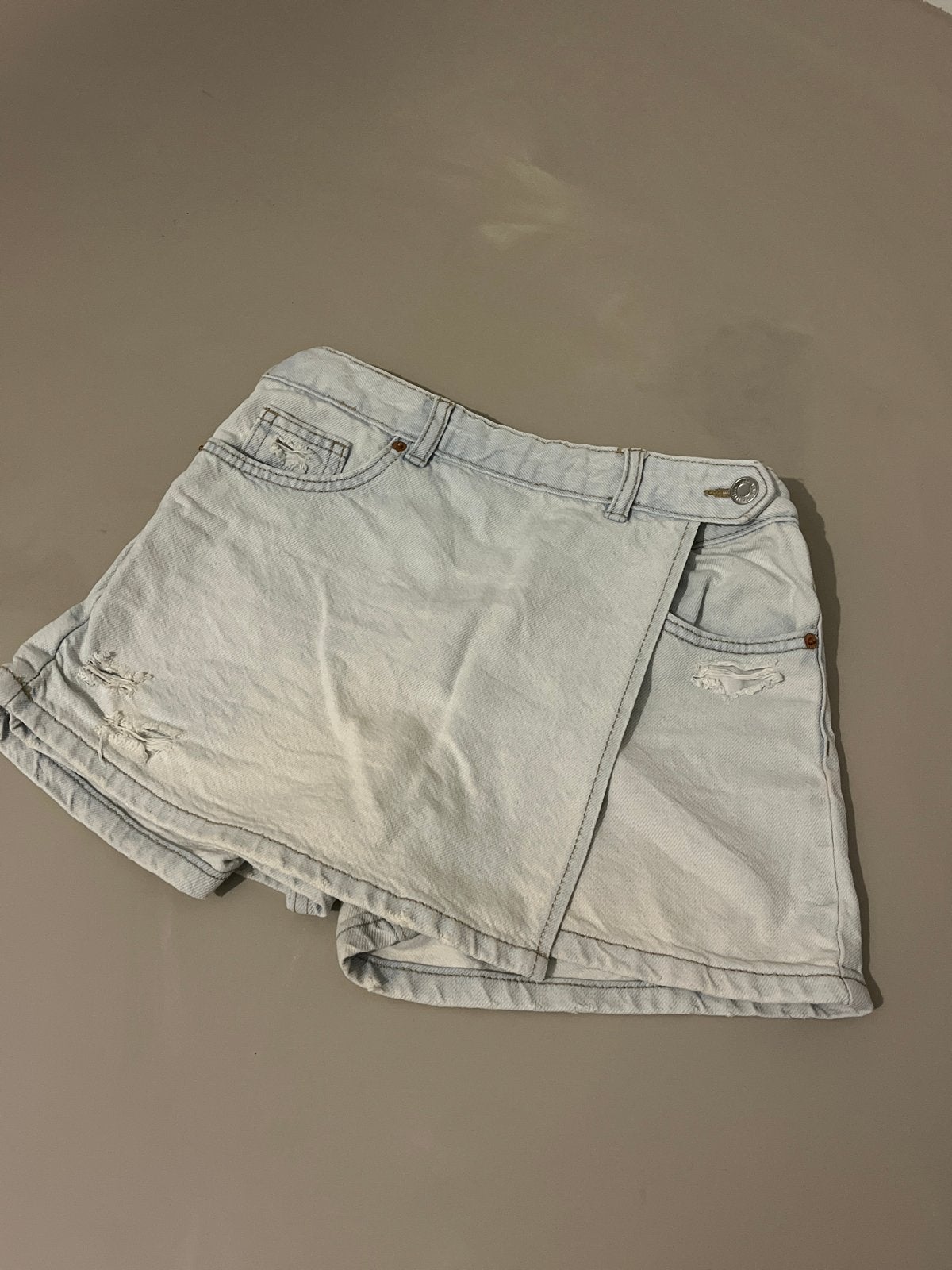 Lichtblauwe jeans skort van Zara, maat 12- 13, Ophalen of Verzenden, Zo goed als nieuw, Meisje, Jurk of Rok