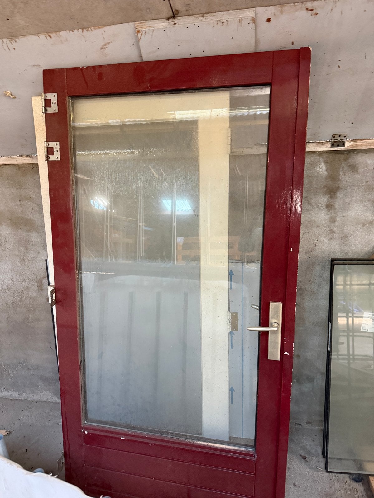 Gebruikte Buitendeur met Glas - Rood, Ophalen, Gebruikt, 80 tot 100 cm, Buitendeur