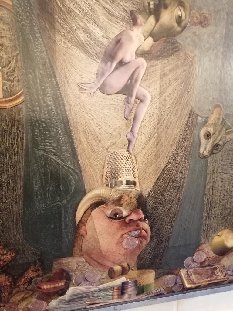 Jose Delhaye olie op paneel surrealistisch, Antiek en Kunst, Kunst | Schilderijen | Modern, Ophalen