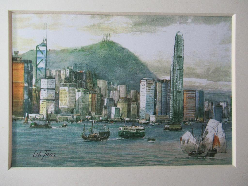 HONG KONG Aquarel ingelijst gesigneerd 25x20 cm € 25, Ophalen of Verzenden