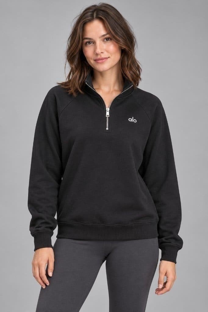 ALO Yoga dames sweater zwart met korte rits – maat S – nieuw, Maat 38/40 (M), Zwart, Nieuw, Ophalen of Verzenden
