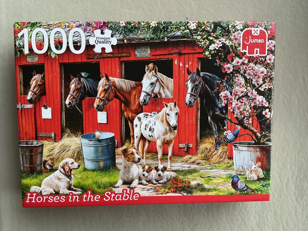 Legpuzzel Jumbo 1000 st Paardenstal 1x gelegd compleet, Ophalen of Verzenden, 500 t/m 1500 stukjes, Zo goed als nieuw