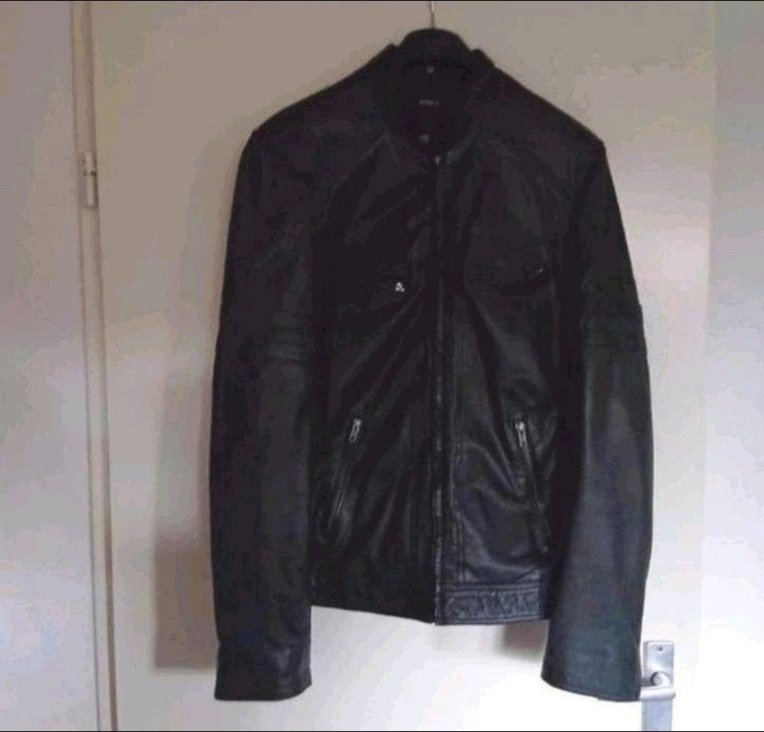 Zacht lederen leren leer biker jack jas maat 52 54 l xl, Maat 52/54 (L), Zwart, Ophalen of Verzenden, Zo goed als nieuw