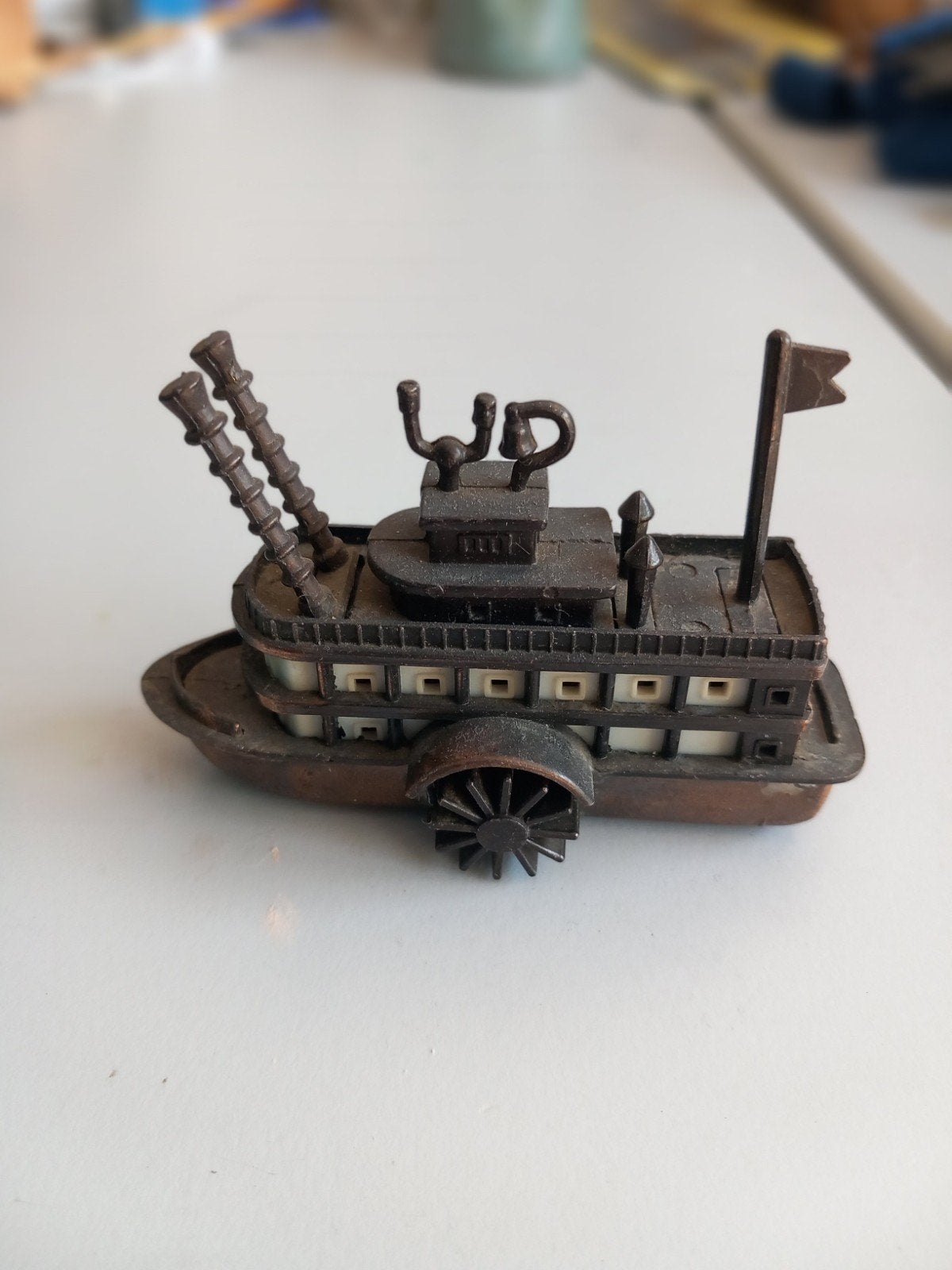 Vintage miniatuur raderboot model puntenslijper, Ophalen of Verzenden, Gebruikt