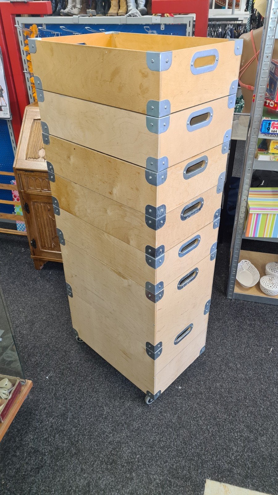 Houten opbergtoren met 7 bakken, op wieltjes, Ikea, Minder dan 50 cm, Zo goed als nieuw, Info@ikea.nl